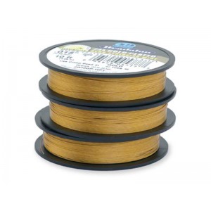 49 Strand Stainless Steel Bead Stringing Wire, .015 in (0.38 mm), Gold Plated, 10 ft (3.1 m)