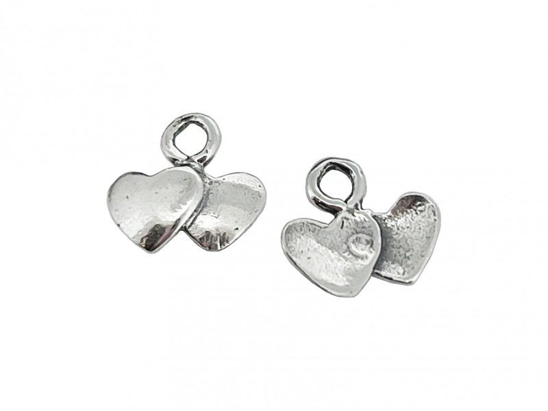 Sterling Silver 925 Double Heart Charm