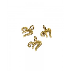 Gold Plated Small Chai Charm With Ring