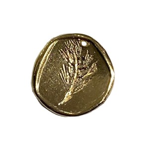 5% 14K DEEP GOLD PLATE ROUND  WAX SEAL W/TREE BRANCH  