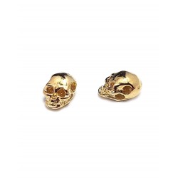 5% 14K GOLD PLATED SMALL SKULL BEAD W/HOLE 8 X 5 X 5MM