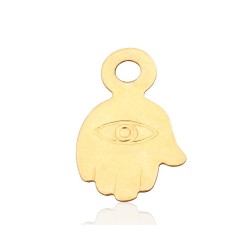 Gold Plated Small Hamsa Charm with Eye Decor