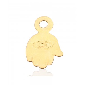 Gold Plated Small Hamsa Charm with Eye Decor