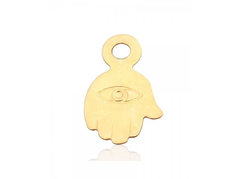 Gold Plated Small Hamsa Charm with Eye Decor