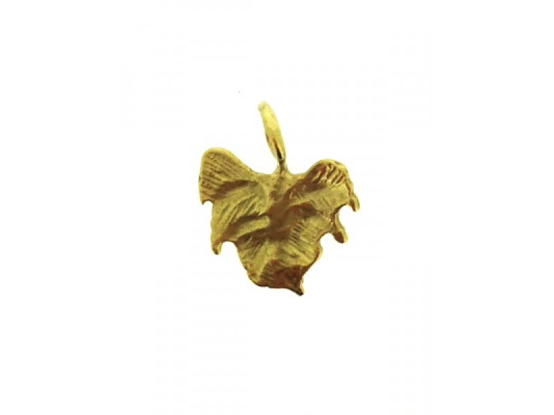 5% 14K Gold Plated Brass Fig Leaf Charm 10mm x 12.7mm