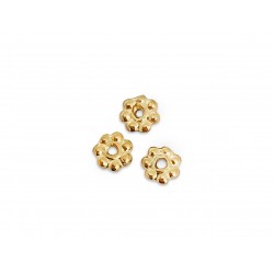 5% 14K Gold Plated Tiny Gold Flower Bead, outside 3mm, inside hole 1mm