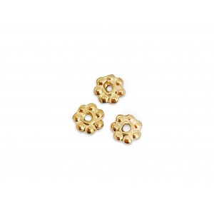 5% 14K Gold Plated Tiny Gold Flower Bead, outside 3mm, inside hole 1mm