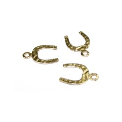 5% 14K Gold Plated Brass Horse Shoe Charm 7.7mm x 10mm