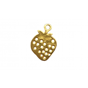 Gold Plated Brass Strawberry Charm