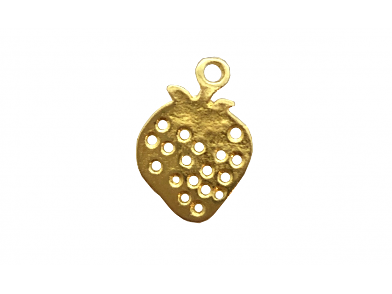 Gold Plated Brass Strawberry Charm