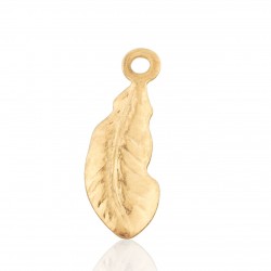 DEEP GOLD PLATE FEATHER CHARM  12985GF