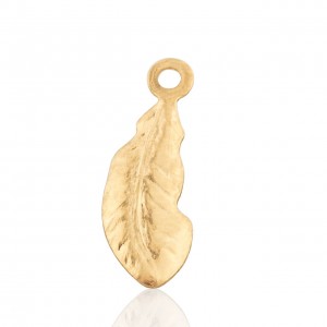 DEEP GOLD PLATE FEATHER CHARM  12985GF