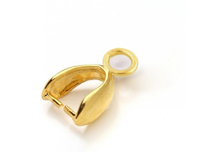 Gold Plated Pinch Bail with Ring - 4.5mm 