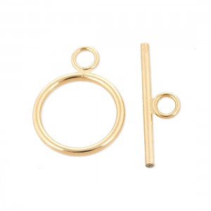 Gold Filled Round Wire Toggle Clasp ring 15mm, bar 24mm, thickness 2mm