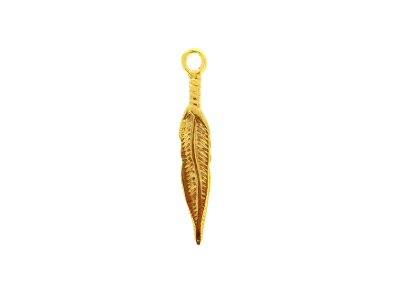 Gold Filled Indian Feather Pendant, 4.3 x 27.5mm, 1mm thickness