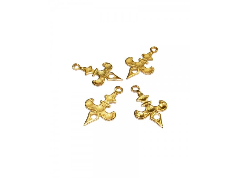 Gold Plated Brass Fleur De Lis Pendant