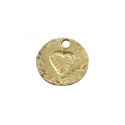 Gold Plated Brass Textured Disc with Heart