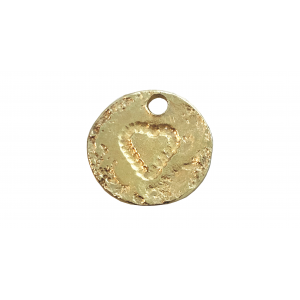 Gold Plated Brass Textured Disc with Heart