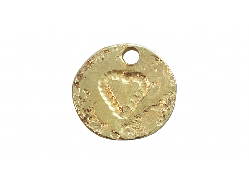 Gold Plated Brass Textured Disc with Heart