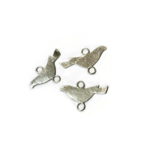 Sterling Silver 925 Bird Pendant Connector (with two rings)