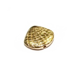 Gold Plated Textured Rose Petal Shell Charm - Drilled Through Hole