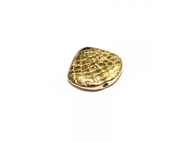 Gold Plated Textured Rose Petal Shell Charm - Drilled Through Hole