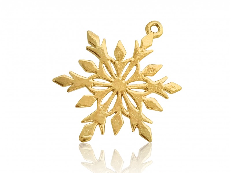 Gold Plated Snowflake Charm (with ring)