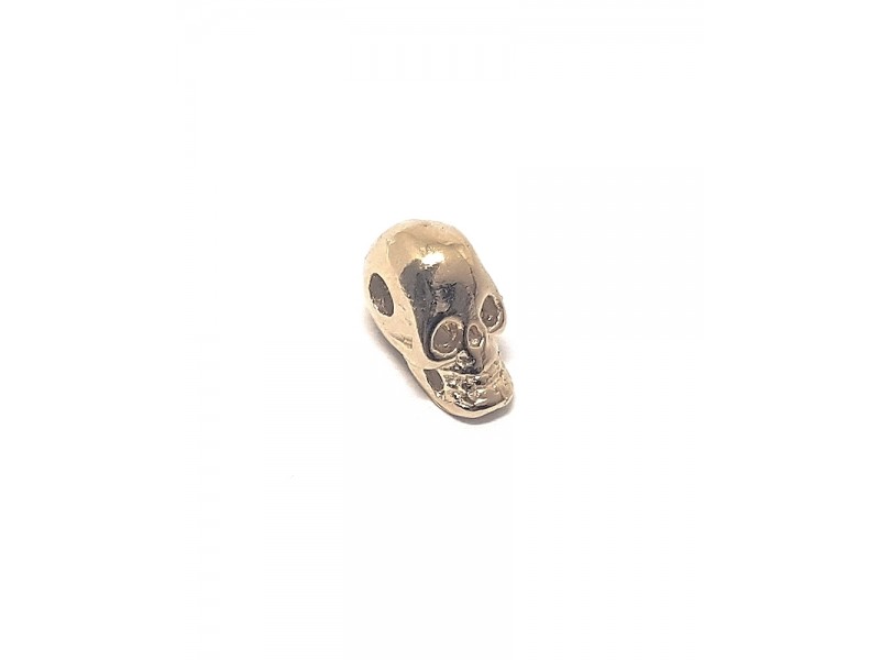 5% 14K GOLD PLATED SMALL SKULL CHARM W/HOLE 9.2 X 5 MM
