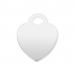 Sterling Silver 925 Flat Heart Tag Pendant (with ring)