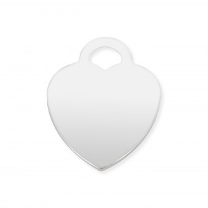 Sterling Silver 925 Flat Heart Tag Pendant (with ring)