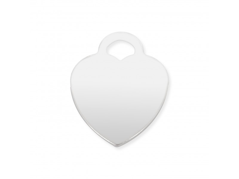 Sterling Silver 925 Flat Heart Tag Pendant (with ring)