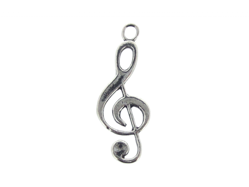 Sterling Silver 925 Treble Clef Pendant