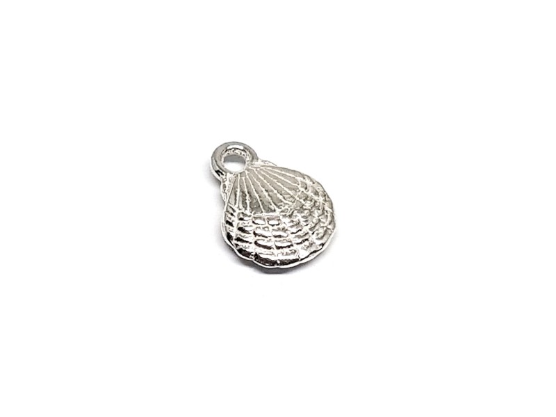 SILVER 925 MINI SCALLOP SEASHELL CHARM WITH RING 12mm