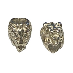 Sterling Silver 925 Heavy Lions Head Bead 