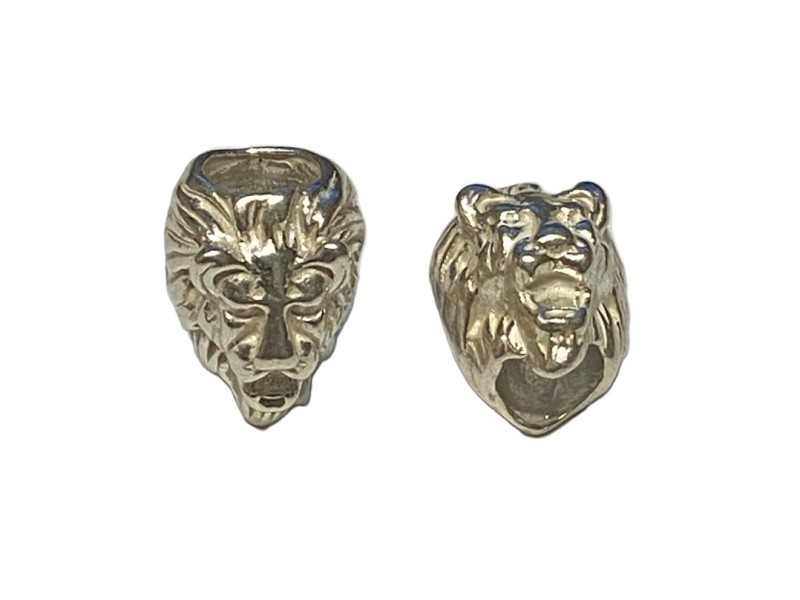 Sterling Silver 925 Heavy Lions Head Bead 