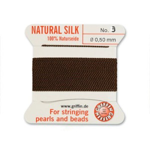 SILK BEAD CORD SIZE 03 (0.5MM) 2 MTRS BROWN