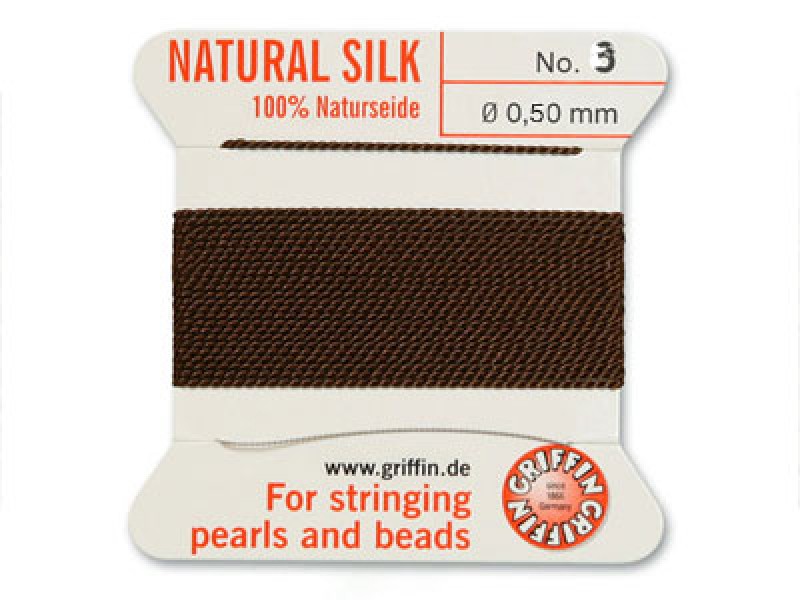 SILK BEAD CORD SIZE 03 (0.5MM) 2 MTRS BROWN