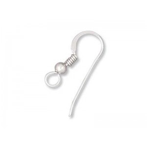 Sterling Silver 925 Ear Wires flat (with coil) - 18mm