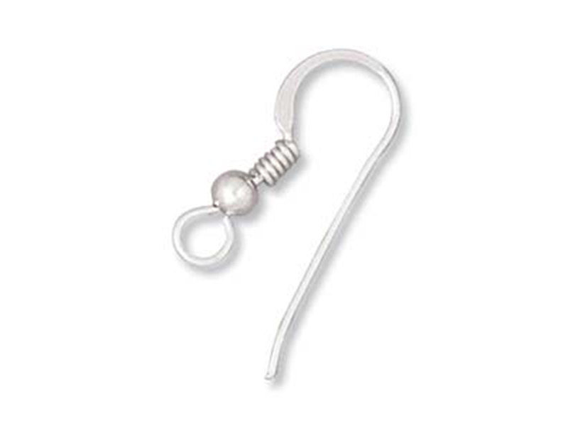 Sterling Silver 925 Ear Wires flat (with coil) - 18mm