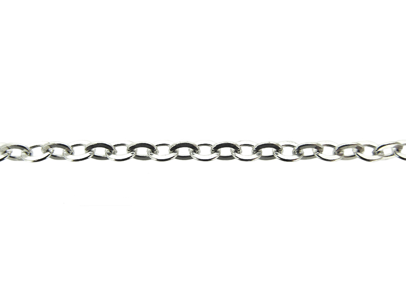 Sterling Silver 925 Flat Oval Trace Chain - 2.0mm x 1.6mm 