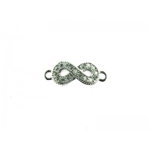 Sterling Silver 925 Tiny Infinity Charm with CZ's and Two Rings