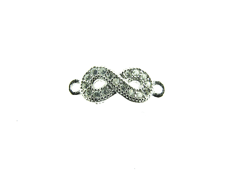 Sterling Silver 925 Tiny Infinity Charm with CZ's and Two Rings