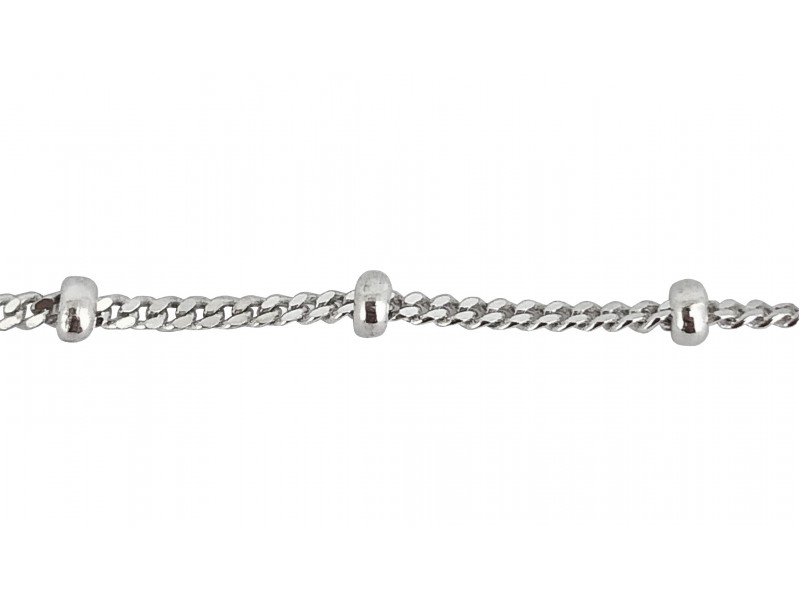 Sterling Silver 925 Satellite Ball and Curb Chain - 1.2mm (47)