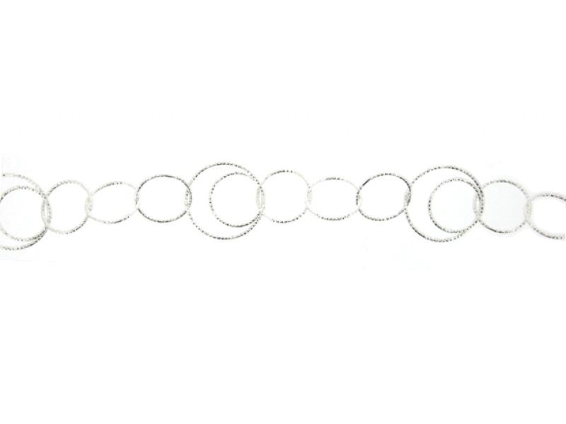 Sterling Silver 925 Sparkly 3 Small and 1 Large Round Link Fancy Chain (43)