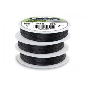 7 Strand Stainless Steel Bead Stringing Wire, .012 in (0.30 mm), Black, 30 ft (9.2 m)