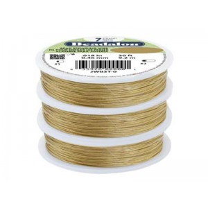 7 Strand Bead Stringing Wire, .015 in (0.38 mm), Gold Color, 30 ft (9.2 m)