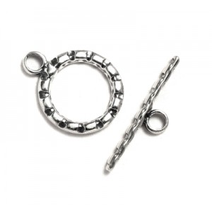 Sterling Silver 925 Crinkle Toggle Clasp Set