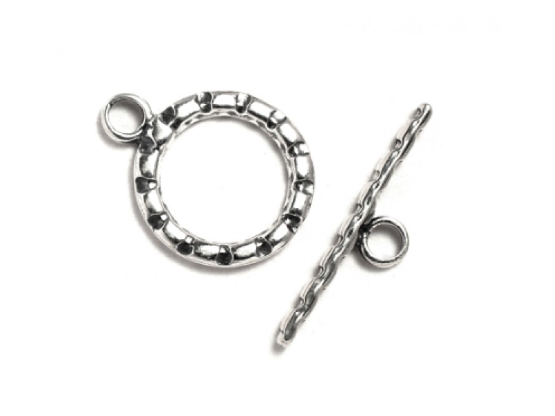 Sterling Silver 925 Crinkle Toggle Clasp Set