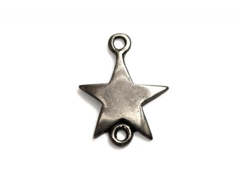 Sterling Silver 925 Star Two Ring Connector Charm