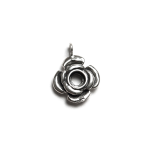 Sterling Silver 925 Rose Charm with Hole In Middle